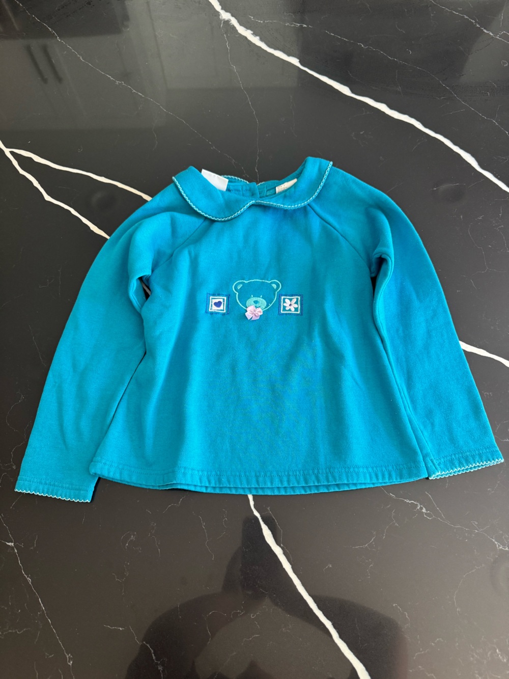 Vintage‎ Girls Teal Bear Appliqué Top